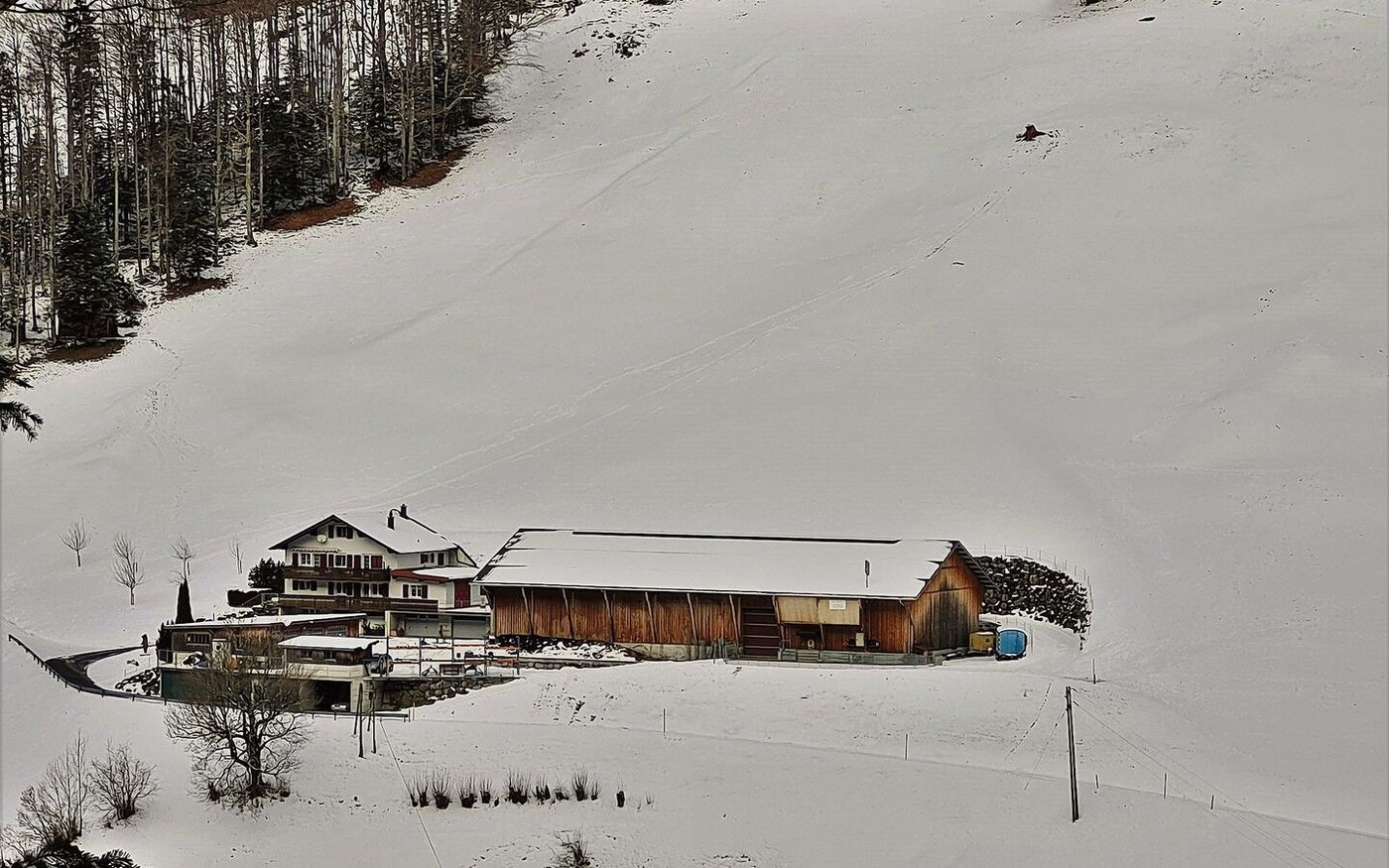 Das Wohnhaus und der Stall auf dem steilen Bergheimet Obergadmen wurden in den vergangenen Jahren beide neu erstellt.
