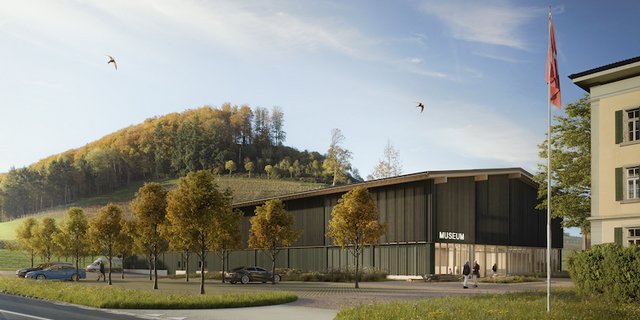 Visualisierung «Schüür» links vom bestehenden Agrarmuseum. (Bild zVg)