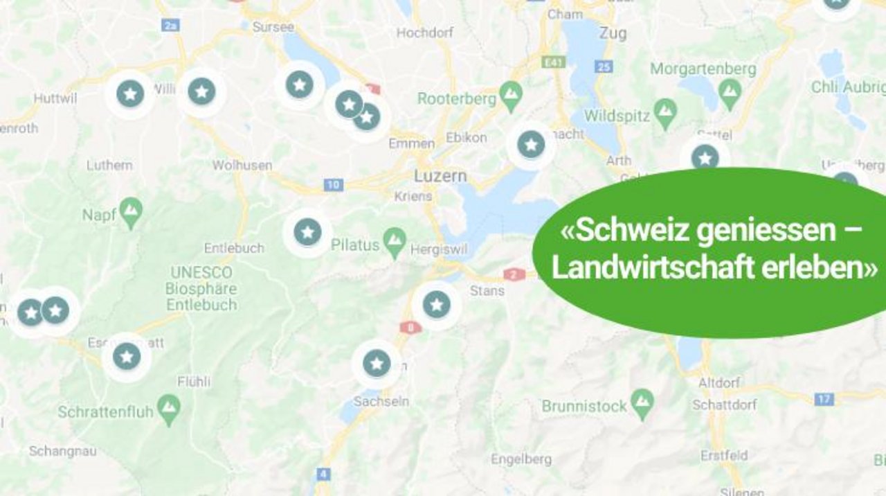 Ferien in der Schweiz? Auf unserer Karte entdecken Sie wunderschöne Übernachtungsmöglichkeiten auf Bauernhöfen in der Schweiz (Bild: BauernZeitung).
