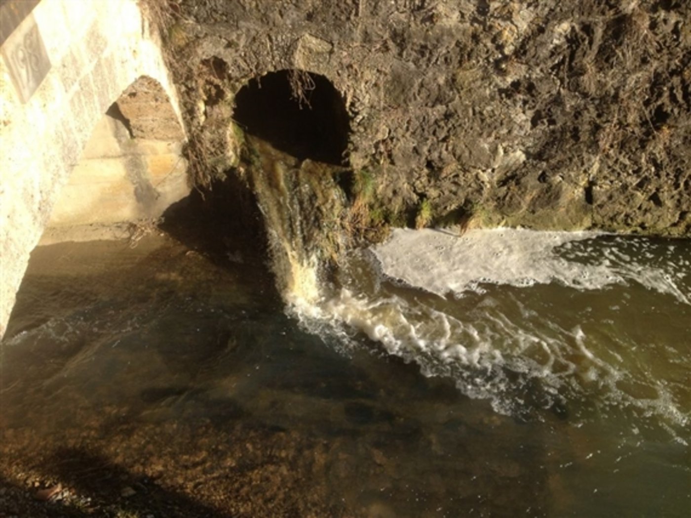 Immer wieder gelangt Gülle in Gewässer. Das Bild stammt von einem früheren Fall im Kanton Schaffhausen. (Bild Kapo SH)