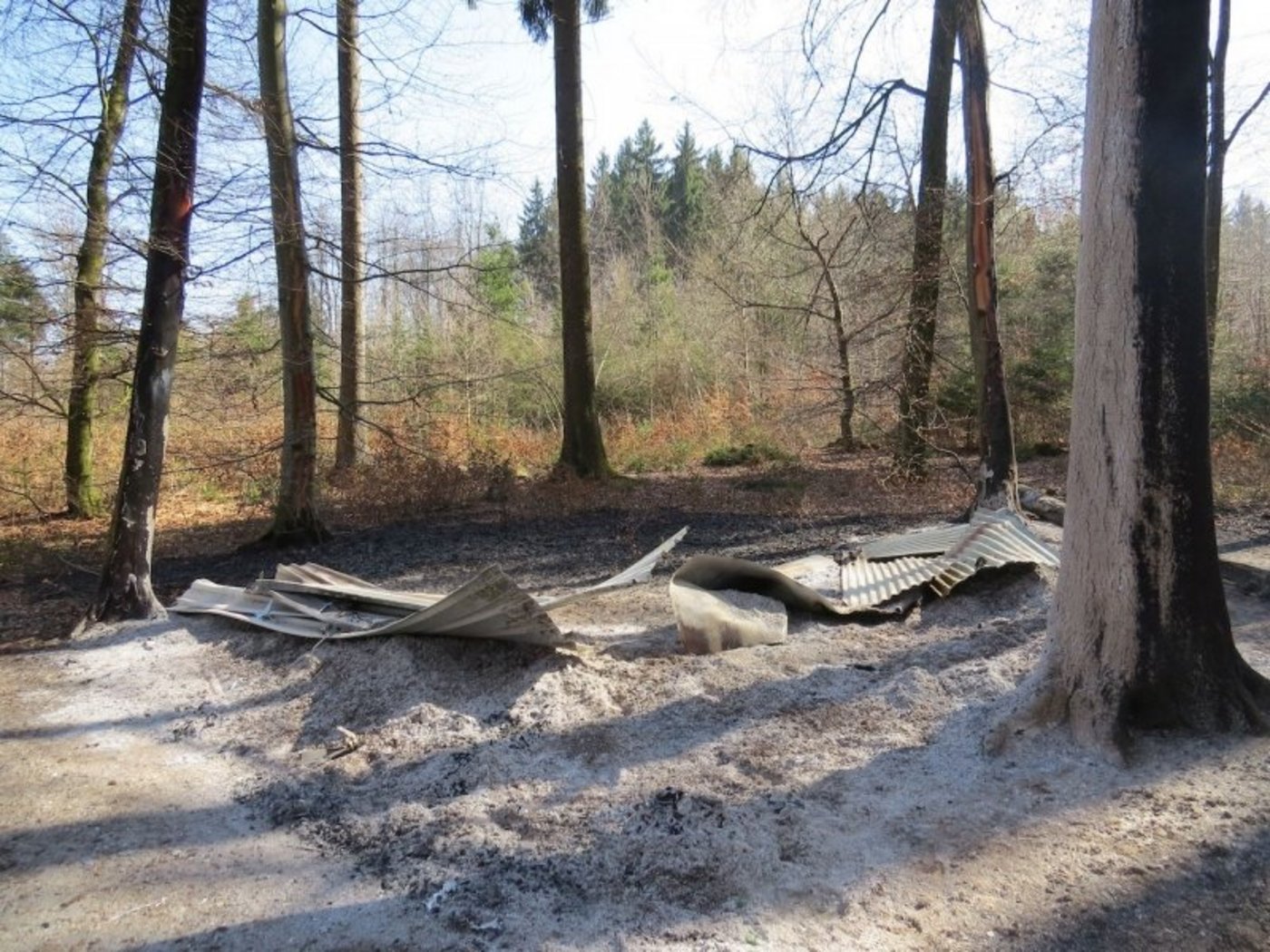 Von den 50 Ster Holz blieb nur ein grosser Aschehaufen zurück. (Bild Kapo AG)
