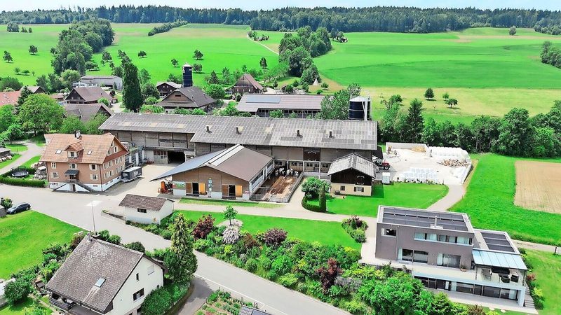 Auf dem Berghof (Vordergrund) von Ithens im Aargauer Freiamt wird Verkehrsmilch für Emmi produziert.