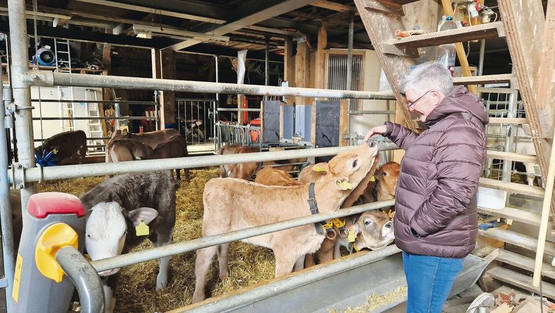 Sandra Pfister hilft manchmal, wenn nötig, noch im Stall. Das Wohl der Tiere liegt ihr am Herzen.