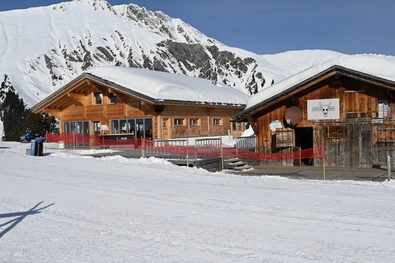 Die 2016 erbaute Hasler-Bar (links) steht direkt neben dem Alpstall von Familie Walker am Betelberg an der Lenk im Simmental..