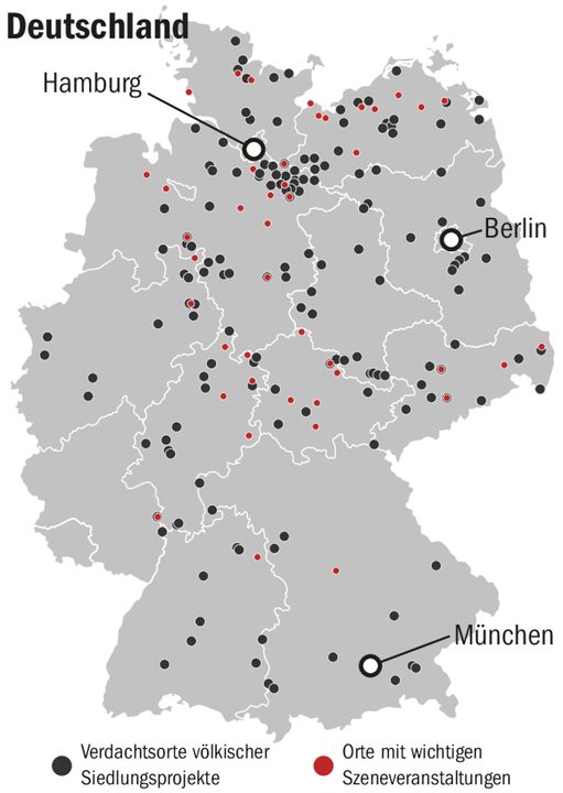 Völkische Siedlungen finden sich in fast allen deutschen Bundesländern.