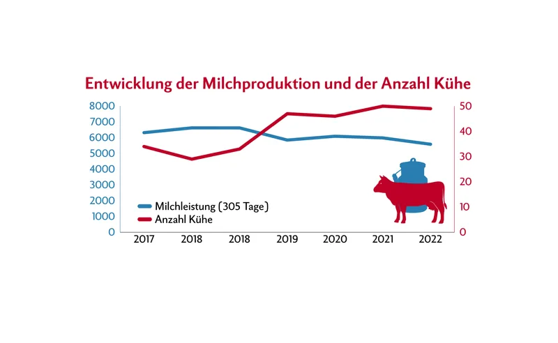 Anzahl Milchkühe und Milchleistung bei Überbelegung