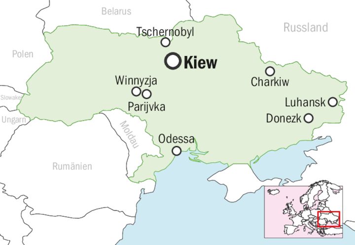 Die Milchfarm Zoloti Luky befindet sich im Dorf Parijvka, etwa220 Kilometer südwestlich von Kiew.