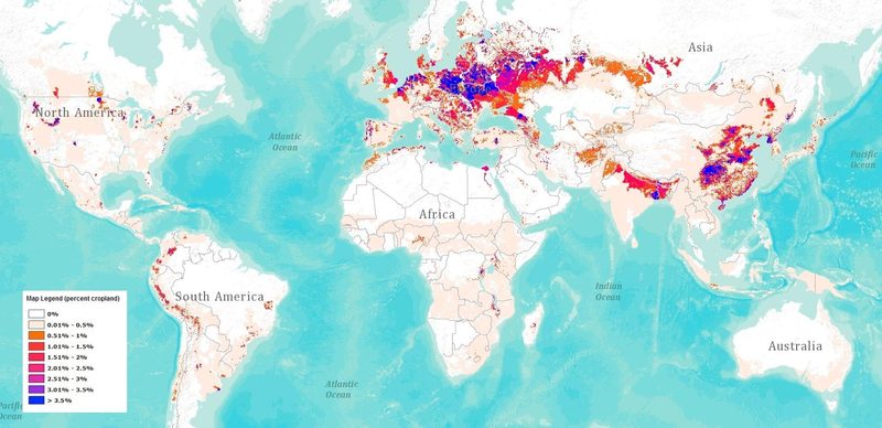 Die Karte zeigt Flächen und Anteil in Prozent für den Anbau von Kartoffeln. (Bild ArcGIS)
