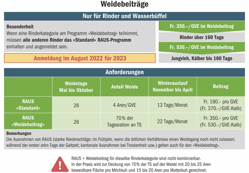 Das RAUS-Programm wird um den Weidebeitrag erweitert – eine Übersicht