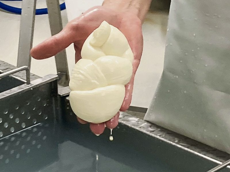 Der Mozzarella wird bei der Idea Salentina AG beispielsweise zu Zöpfli geformt. Eine Waage zum Portionieren braucht es nicht.