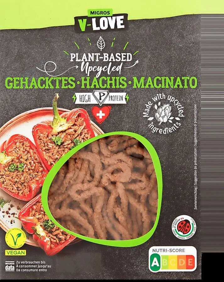 Schweizer Biertreber als Gehacktes von V-Love aus der Migros.