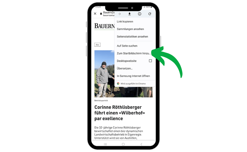 So speichern Sie die BauernZeitung auf Mobilgeräten als App