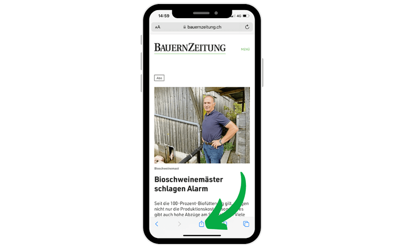 So speichern Sie die BauernZeitung auf Mobilgeräten als App