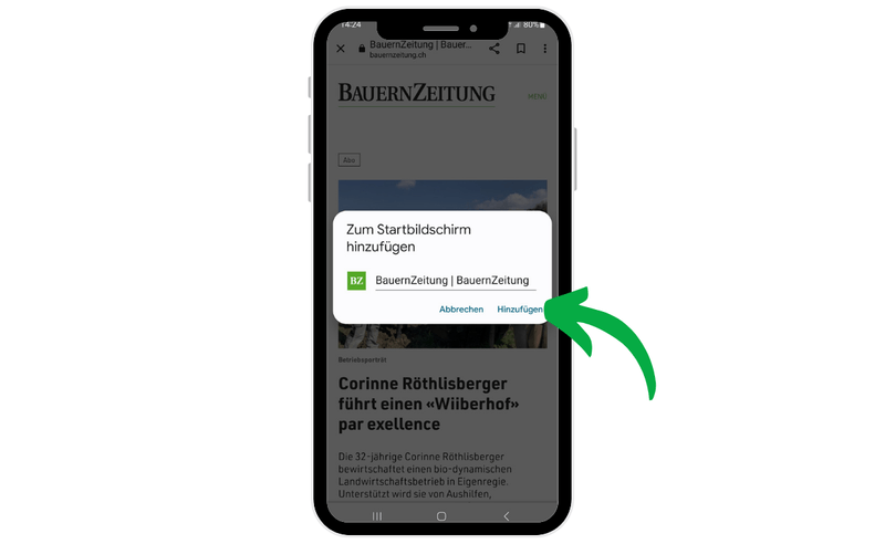 So speichern Sie die BauernZeitung auf Mobilgeräten als App