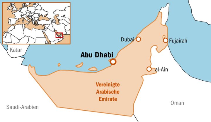 Die Vereinigten Arabischen Emirate liegen am Persischen Golf.