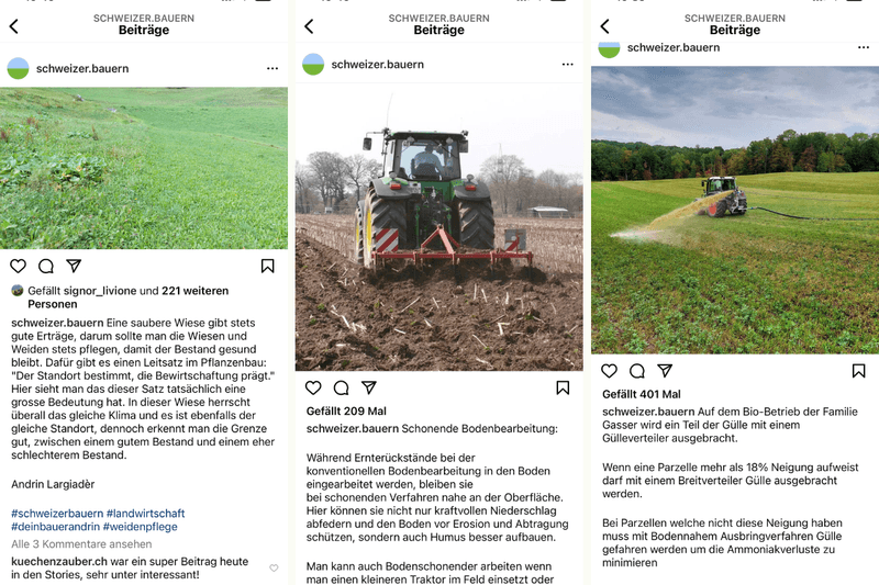 Lernende betreuen den Instagram-Kanal des Schweizer Bauernverbandes