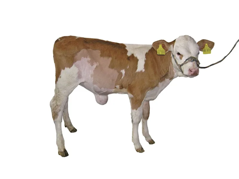 Ein Kalb mit einem stark entzündeten Nabel vor der Operation.