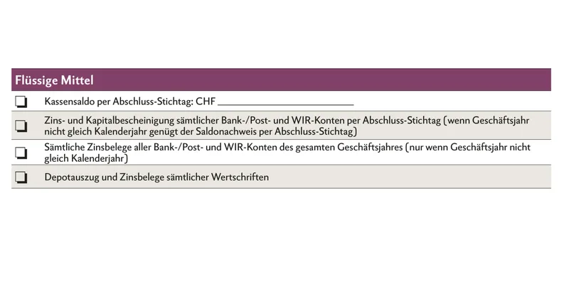 Checkliste zum Jahresabschluss: Flüssige Mittel. Grafik: Nicole Geiser
