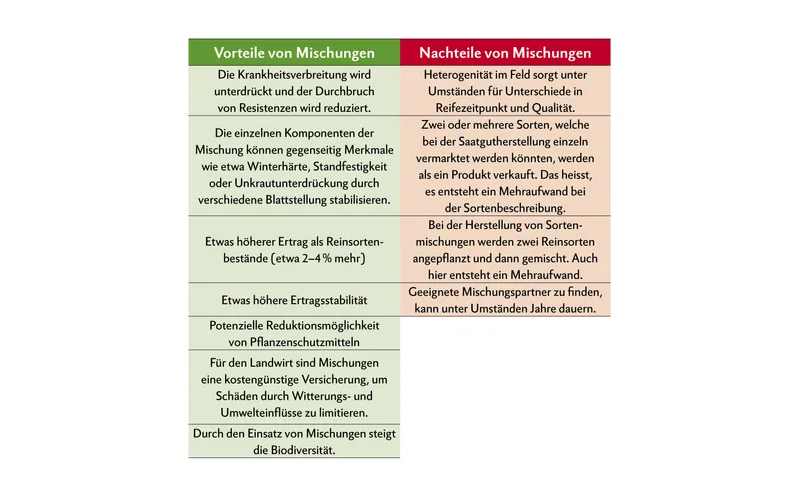 Der Anbau von Mischungen hat viele Vorteile. Ein Nachteil ist allerdings der Mehraufwand bei der Sortenbeschreibung.