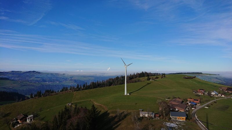 Windräder liefern sauberen Strom an sonnenlosen Tagen