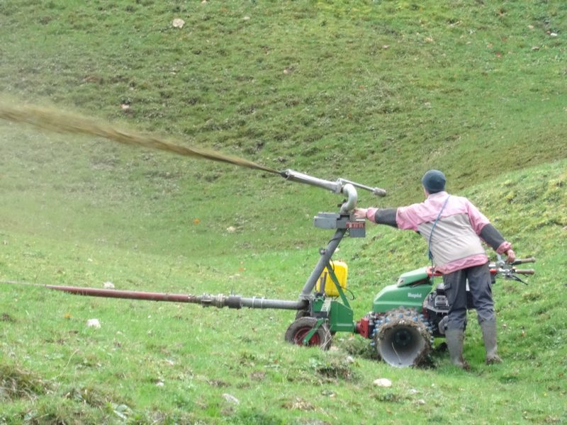Der Motormäher hilft Familie Bader beim Bschütten